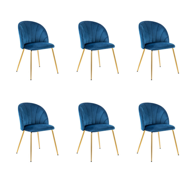 Everly Quinn Blue Upholstered Dining Chairs Wayfair
